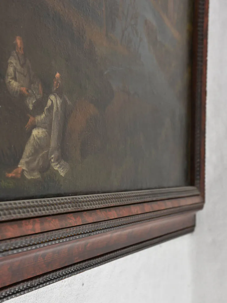 17th century landscape painting with 2 monks 27½" x 32¾"