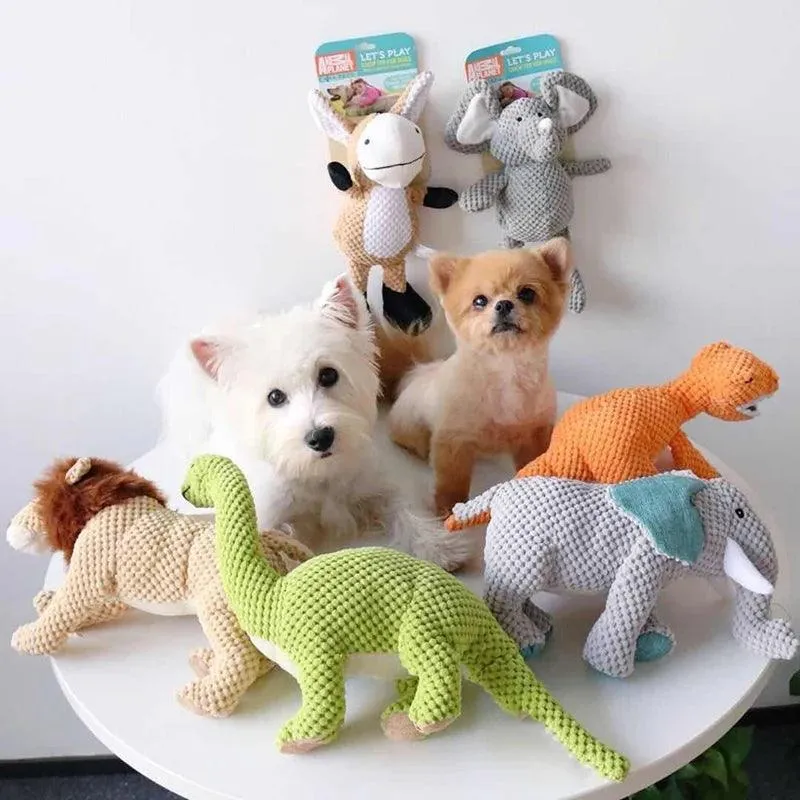 Adorable Plush Dinosaur Squeaky Dog Toy