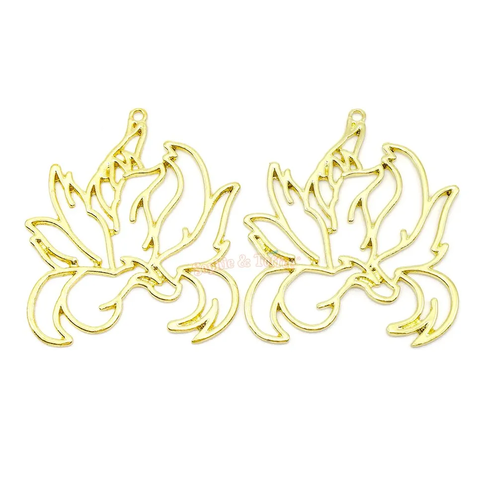 Anime Nine Tail Fox Open Backed Bezel Charm (3 pieces)