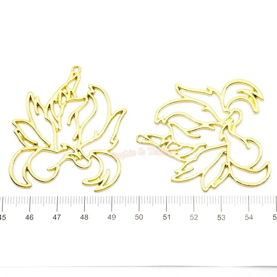 Anime Nine Tail Fox Open Backed Bezel Charm (3 pieces)