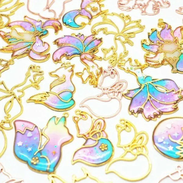Anime Nine Tail Fox Open Backed Bezel Charm (3 pieces)