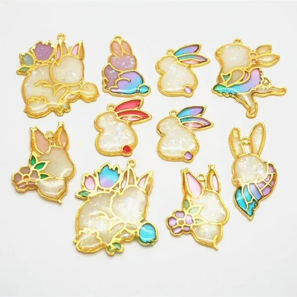 Ballerina Bunny Open Backed Bezel Charm (8 pieces)