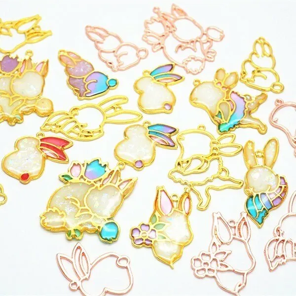 Ballerina Bunny Open Backed Bezel Charm (8 pieces)