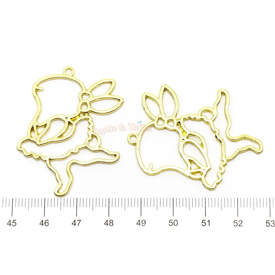 Ballerina Bunny Open Backed Bezel Charm (8 pieces)