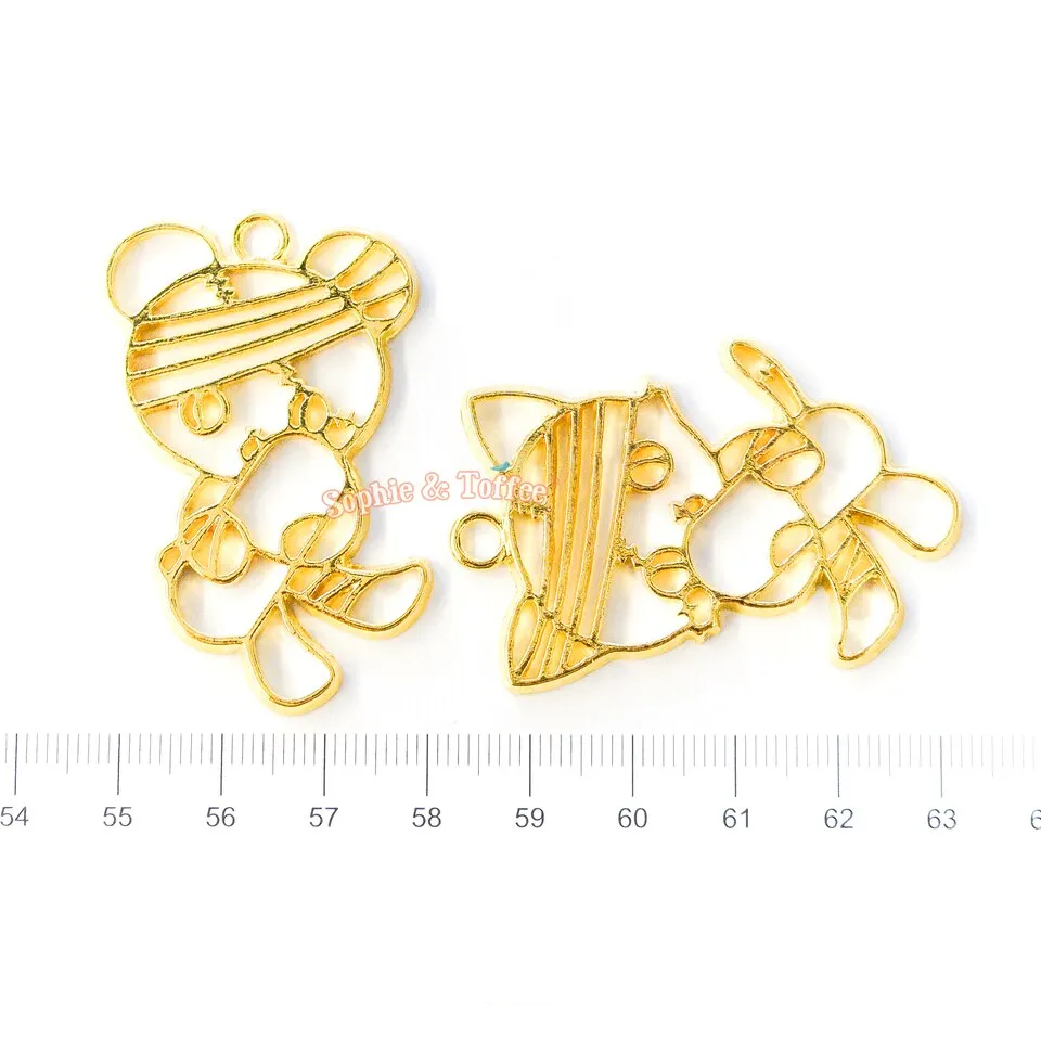 Bandaged Kitty & Bear Open Bezel Charm (4 pieces)
