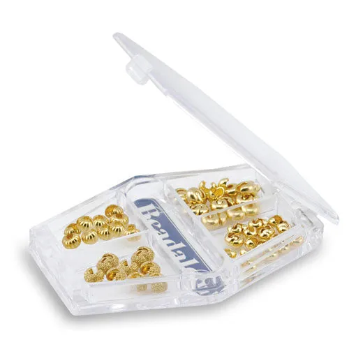 Beadalon Crimp Bead Covers, Variety Mix 3-4mm, Gold Plated (80 Pieces)