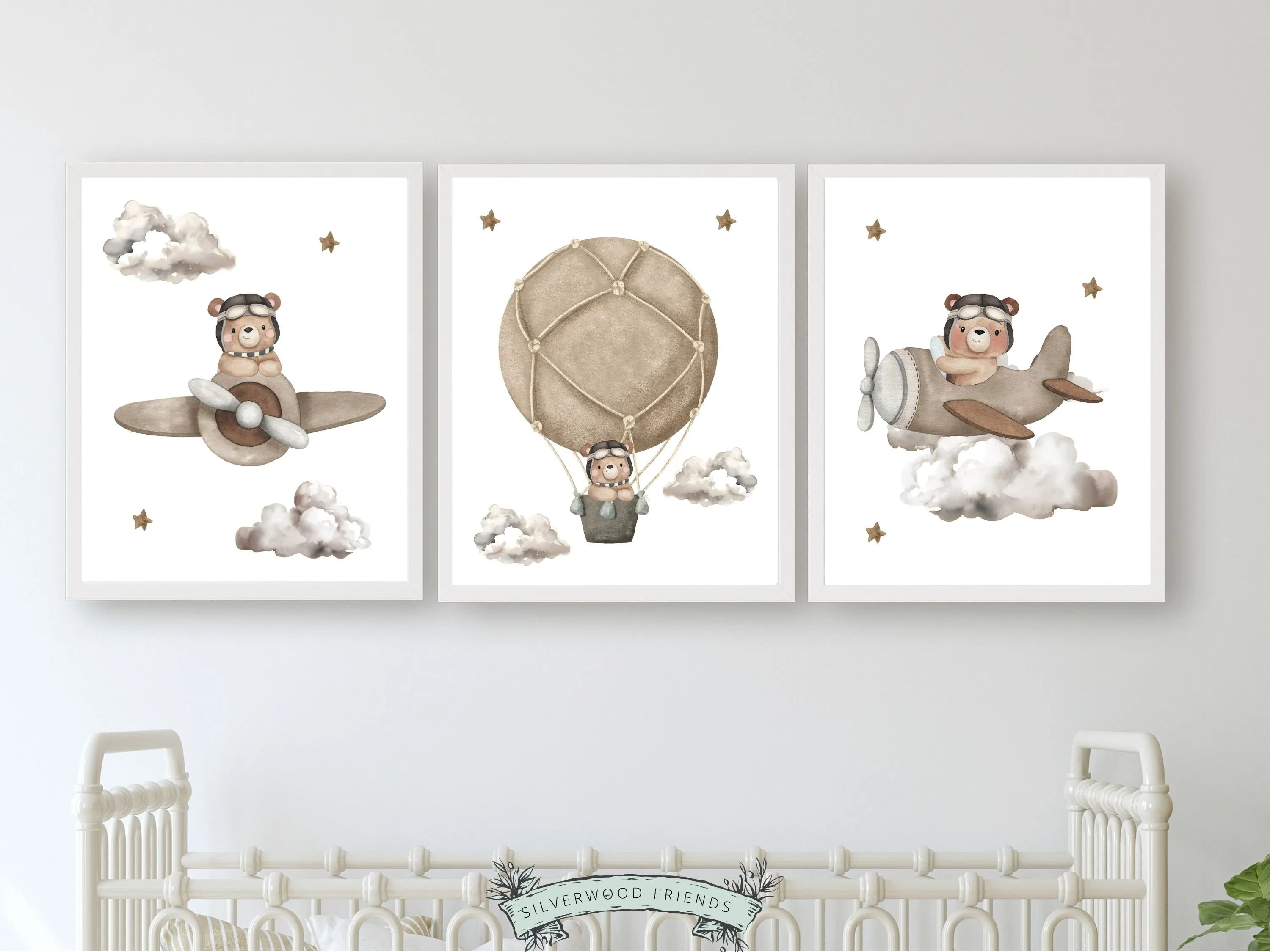 Beige Teddy Bear Nursery Prints