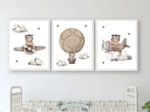 Beige Teddy Bear Nursery Prints