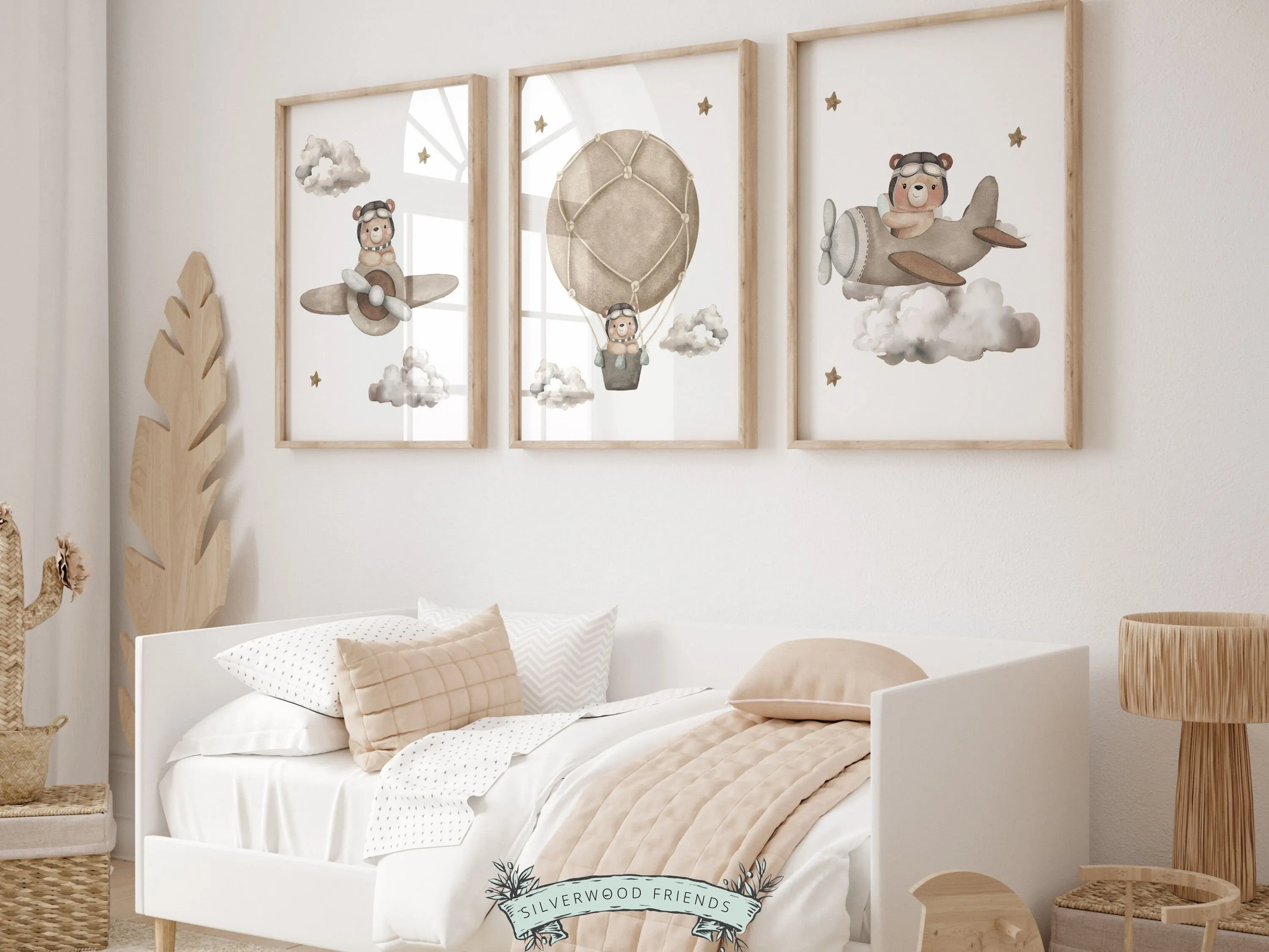 Beige Teddy Bear Nursery Prints