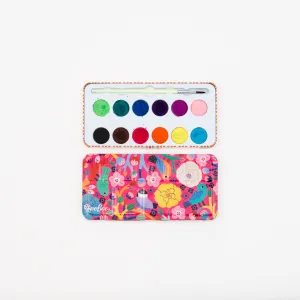 Birds in Fuchsia watercolor travel set