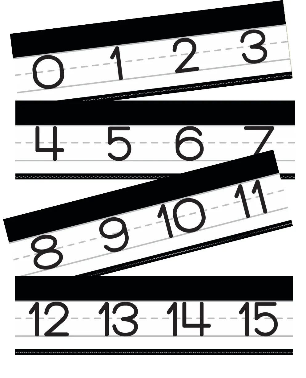 Black and White Manuscript Number Line 0-120 | Just Teach | UPRINT | Schoolgirl Style