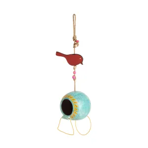 Blue Terracotta Feeder Bird Hanging (5 x 5 in)