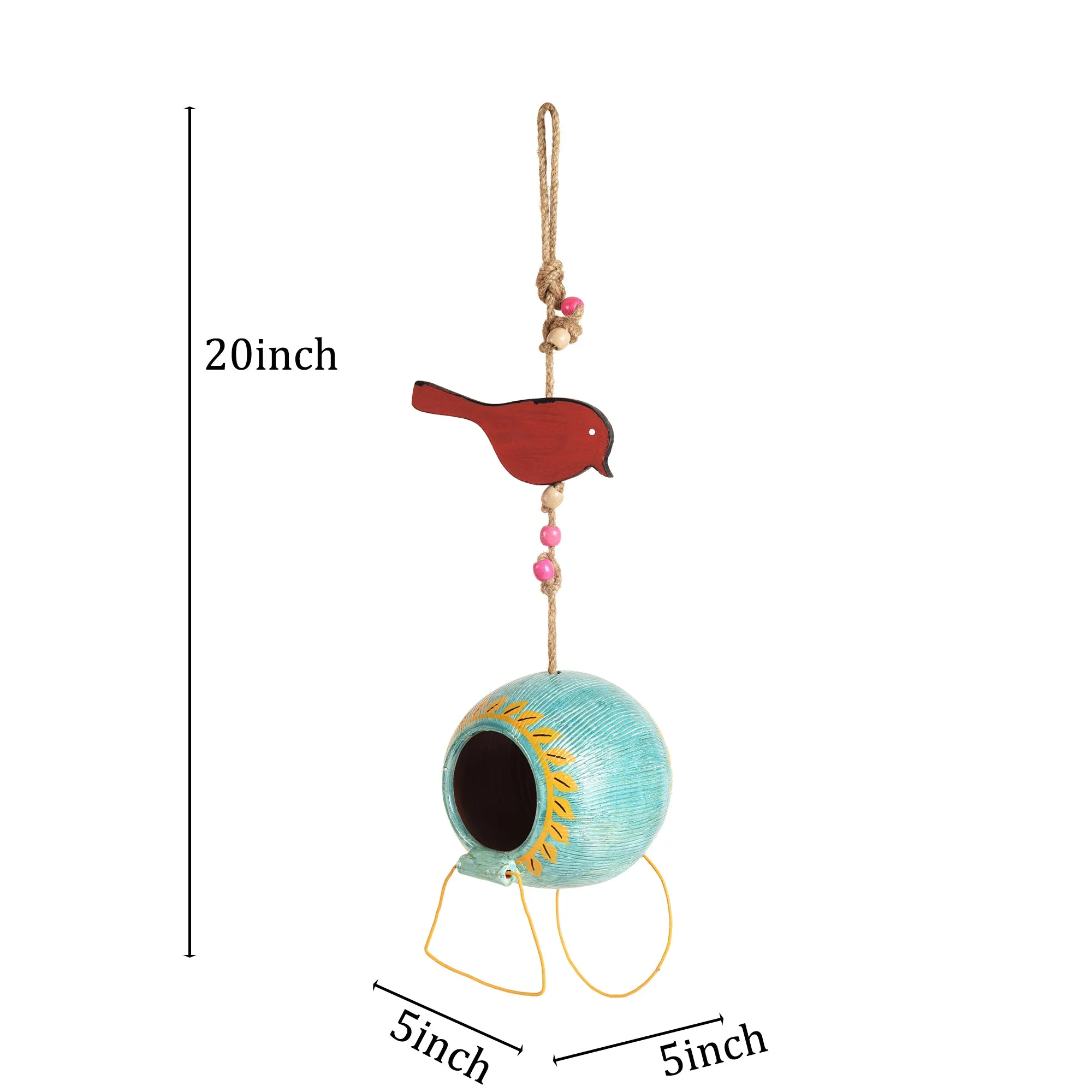 Blue Terracotta Feeder Bird Hanging (5 x 5 in)