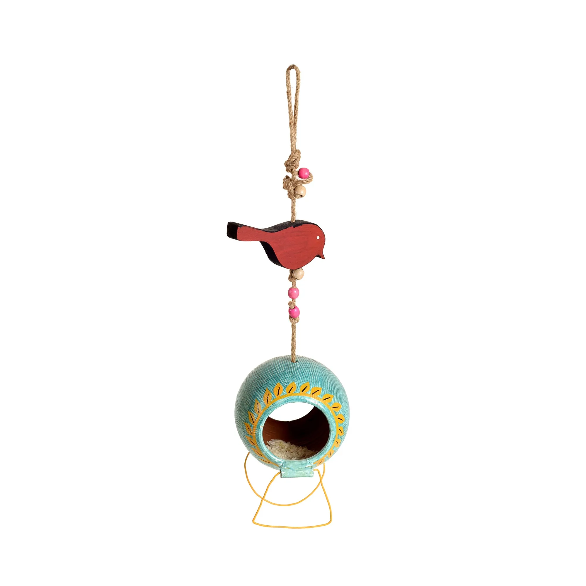 Blue Terracotta Feeder Bird Hanging (5 x 5 in)