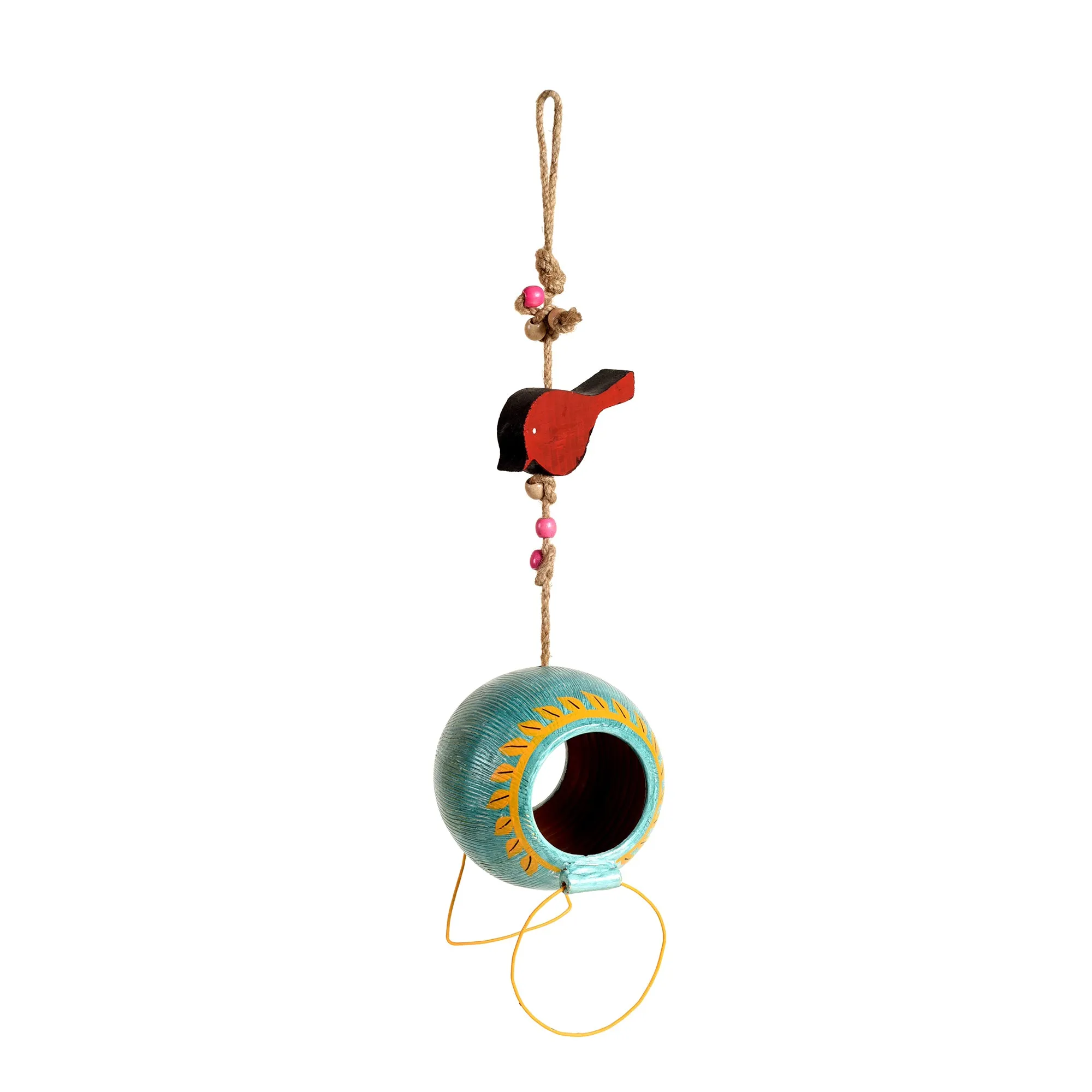 Blue Terracotta Feeder Bird Hanging (5 x 5 in)