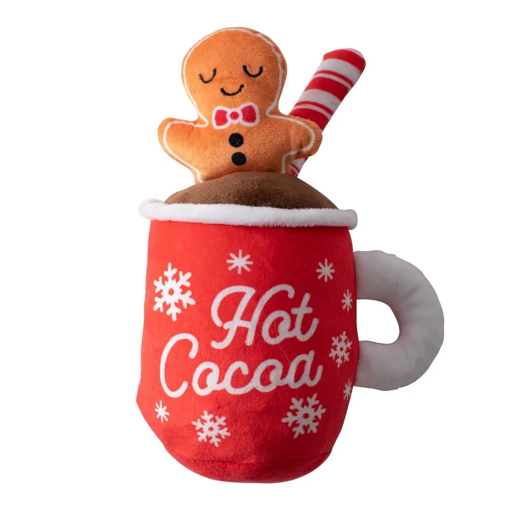 Christmas Hot Cocoa Warming Up Dog Plush Toy