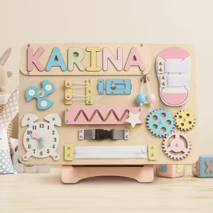 Customized Montessori Busy Board With Baby Name - Wooden Montessori Toys | KindlyToys, BB10