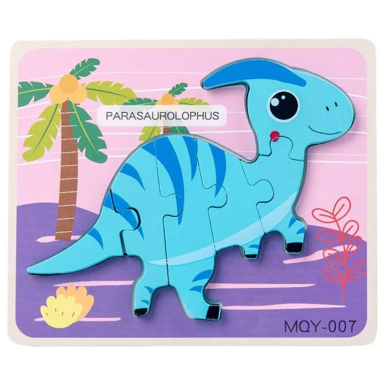Cute Stand-up Dinosaur Wooden Puzzle Educational Toys for Kids  Early Learning Color Shape Children Cartoon animal Jigsaw Board