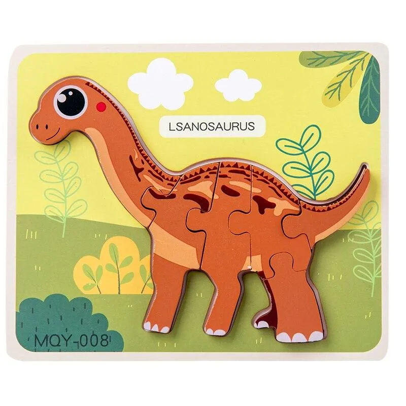 Cute Stand-up Dinosaur Wooden Puzzle Educational Toys for Kids  Early Learning Color Shape Children Cartoon animal Jigsaw Board