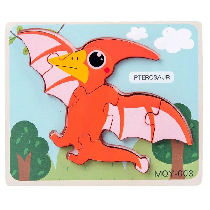 Cute Stand-up Dinosaur Wooden Puzzle Educational Toys for Kids  Early Learning Color Shape Children Cartoon animal Jigsaw Board