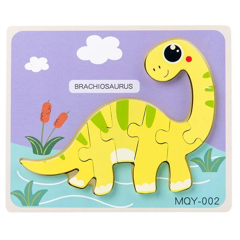 Cute Stand-up Dinosaur Wooden Puzzle Educational Toys for Kids  Early Learning Color Shape Children Cartoon animal Jigsaw Board