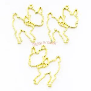 Deer Animal Open Bezel Charm (3 pieces)