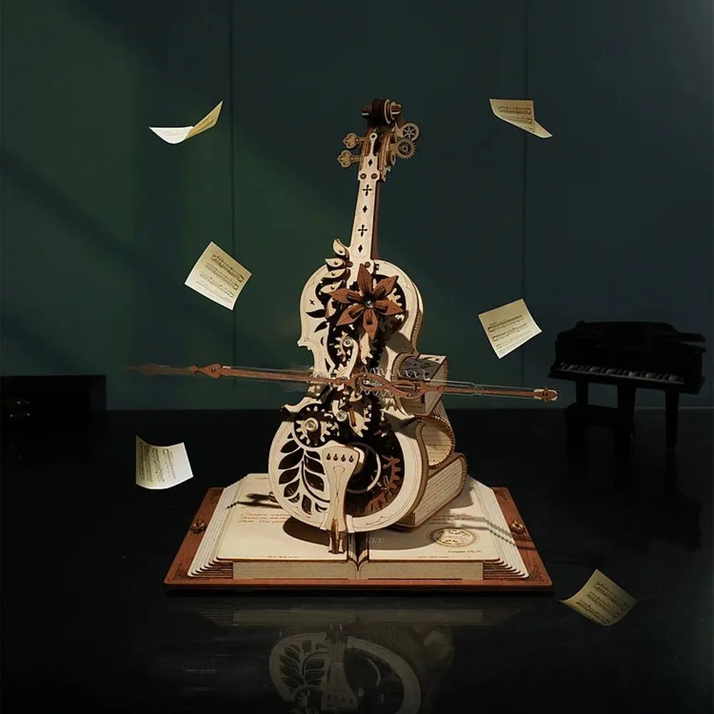 DIY Wooden Musical Mechanical Cello Model