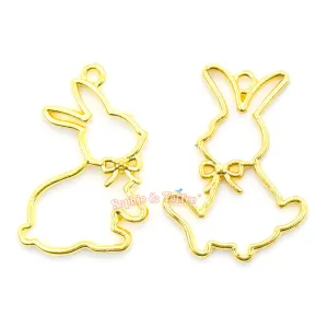 Easter Bunny Open Bezel Charm (2 pieces)