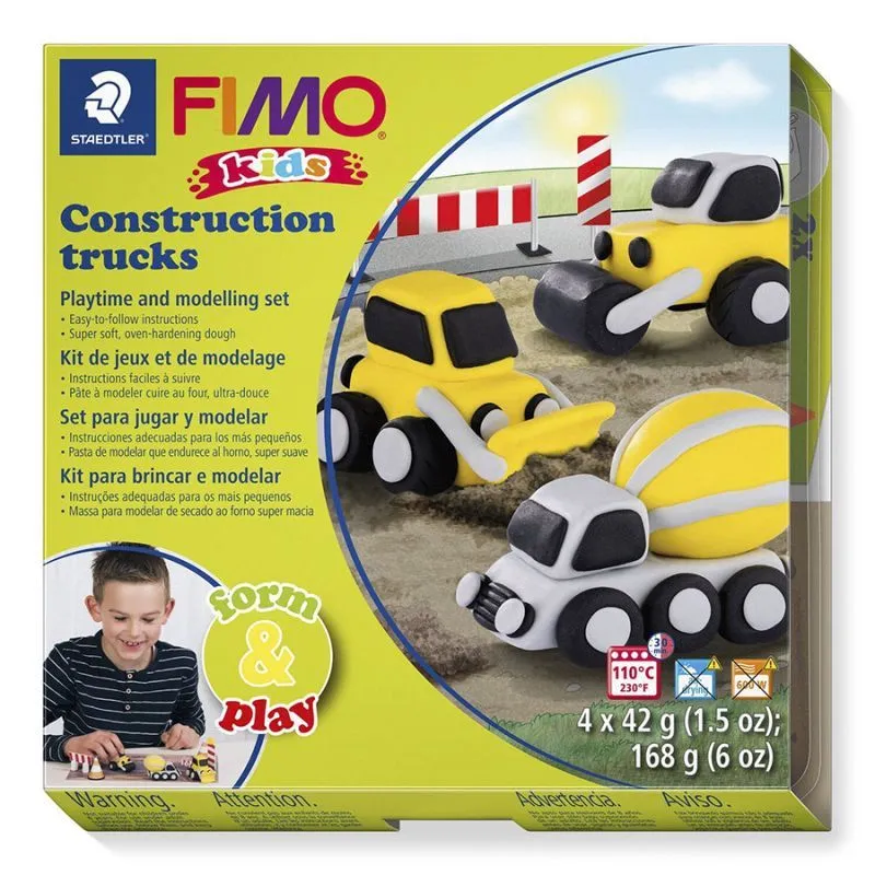 Fimo Kids Modelling Clay Form & Play Trucks 4x42g