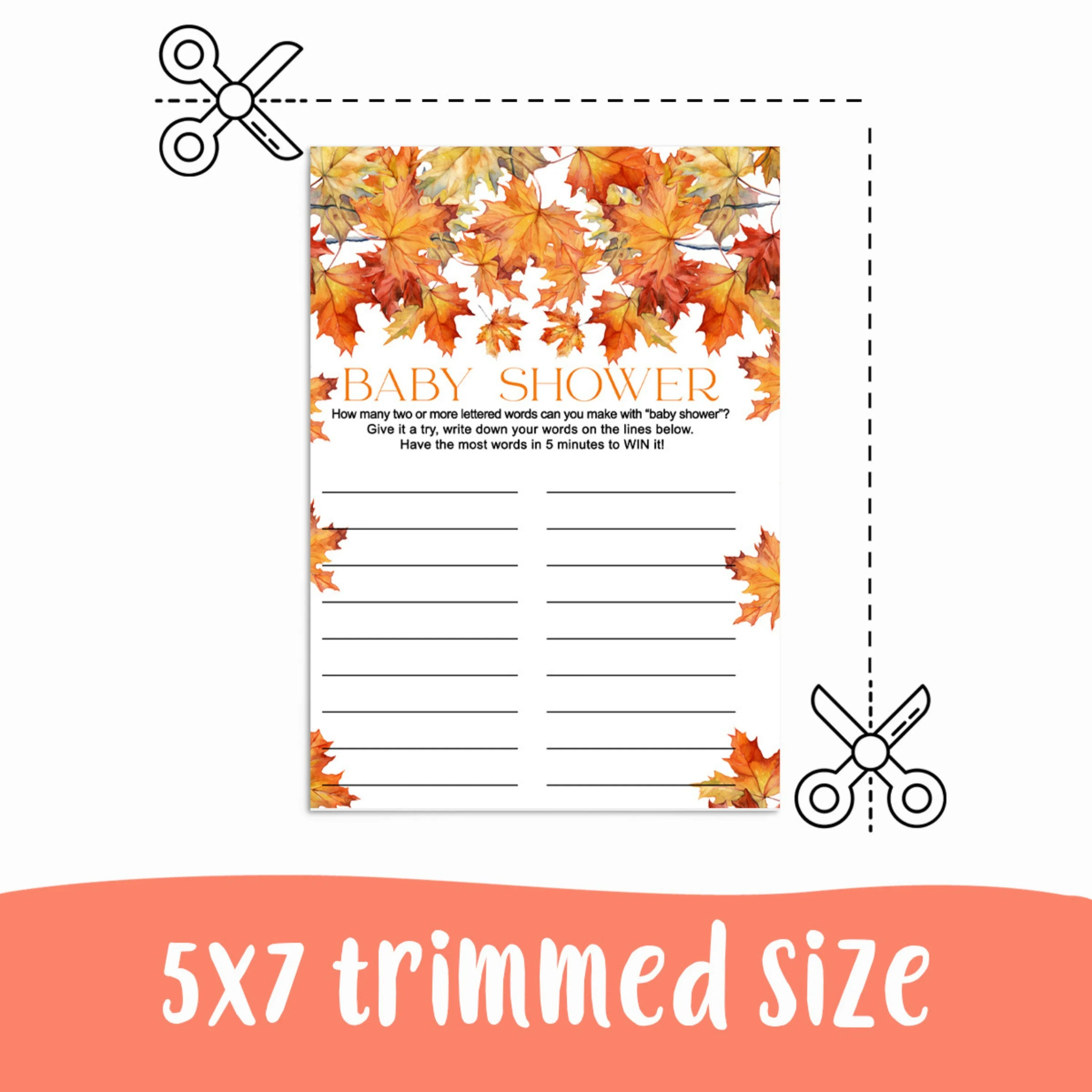 Fun 'Fall in Love' Baby Shower Game - Printable Word Creation Challenge