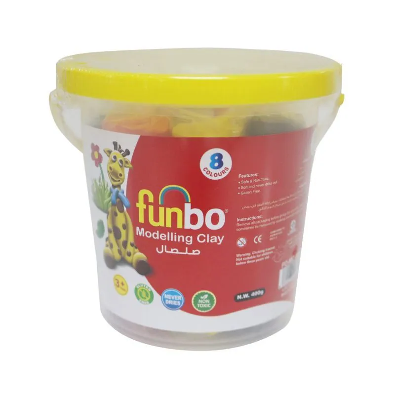 Funbo Colour Modelling Clay 400gm 8 Colors Bucket
