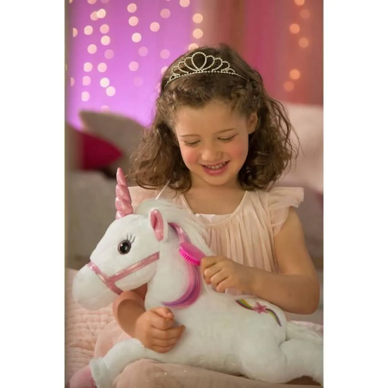 Gipsy Toys - Lica Bella Féerique Et Lumineuse - Peluche Licorne Interactive - 35 cm - Blanc - Rose rose - Gipsy Toys