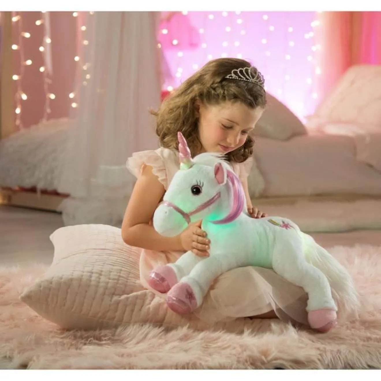 Gipsy Toys - Lica Bella Féerique Et Lumineuse - Peluche Licorne Interactive - 35 cm - Blanc - Rose rose - Gipsy Toys