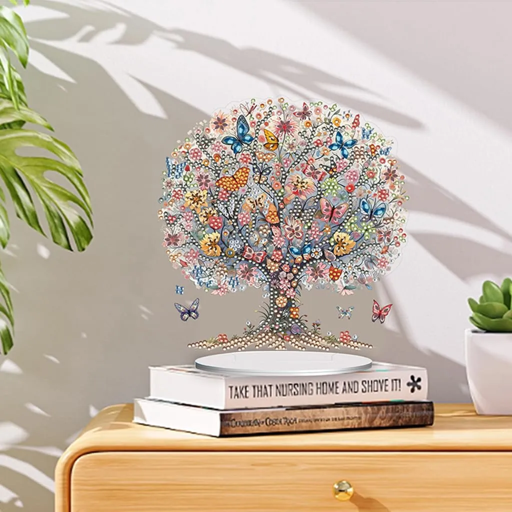 HASTHIP® 5D DIY Diamond Art Diamond Desktop Ornament Special Shaped Crystal Tabletop Ornaments for Adult Beginner Home Office Decor Crafts Gift Tree