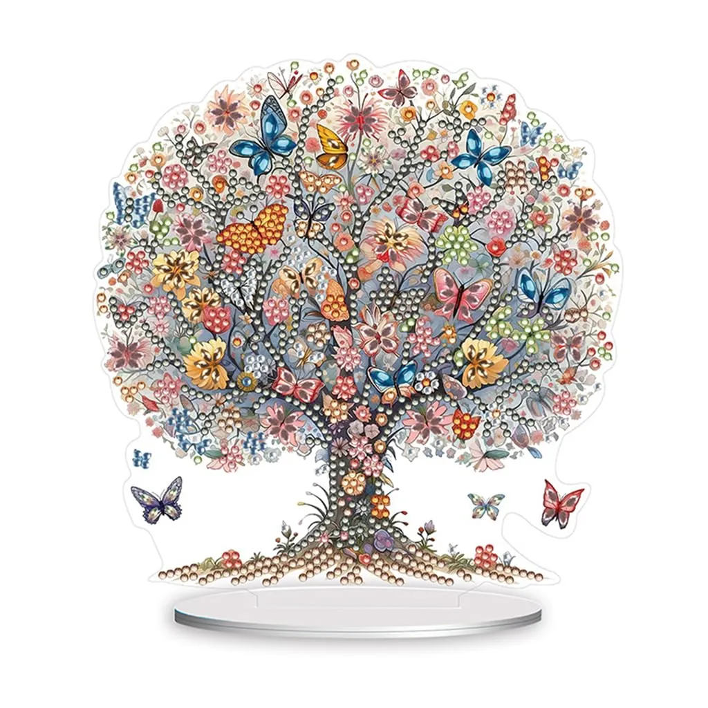 HASTHIP® 5D DIY Diamond Art Diamond Desktop Ornament Special Shaped Crystal Tabletop Ornaments for Adult Beginner Home Office Decor Crafts Gift Tree