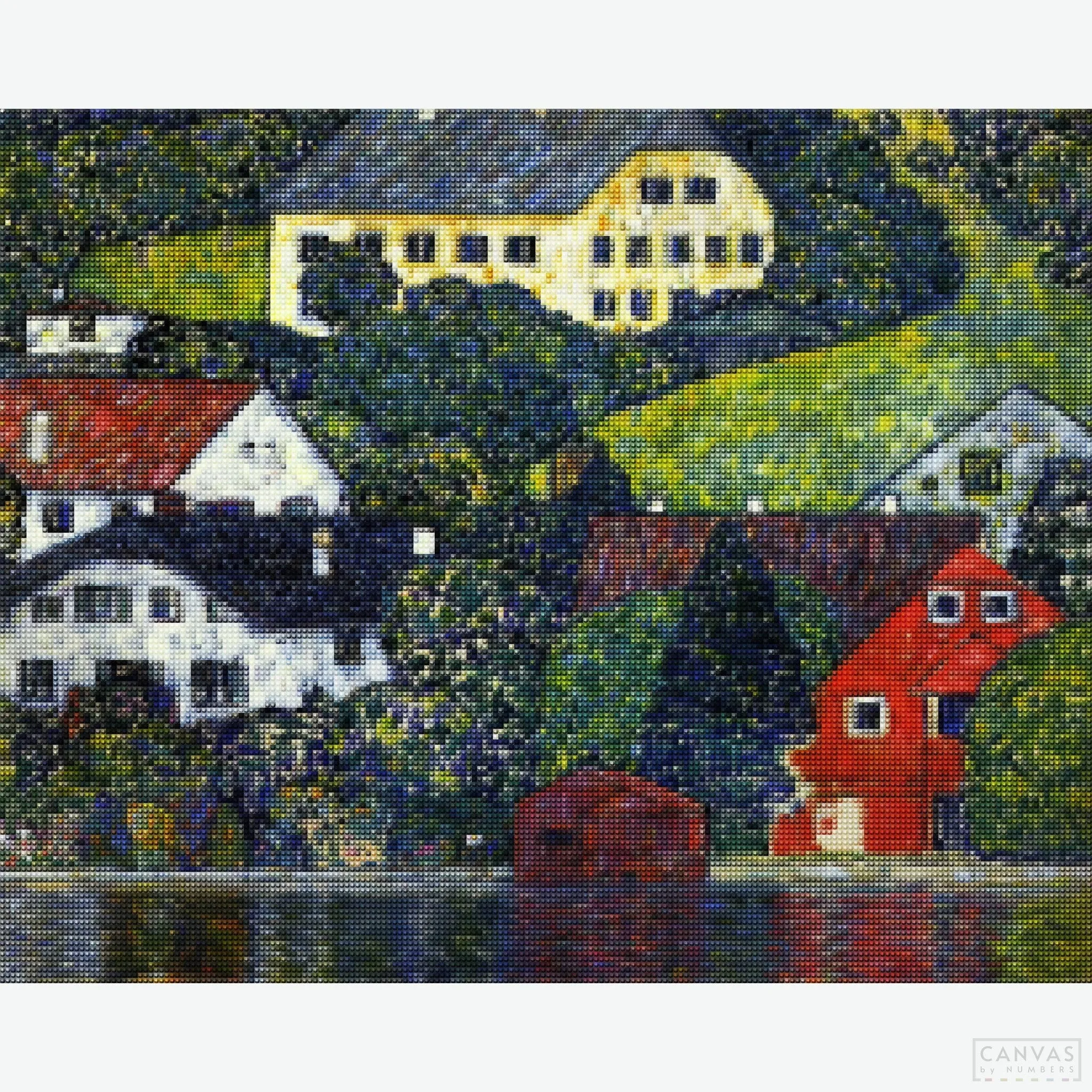 Houses at Unterach on the Attersee - Diamond Painting