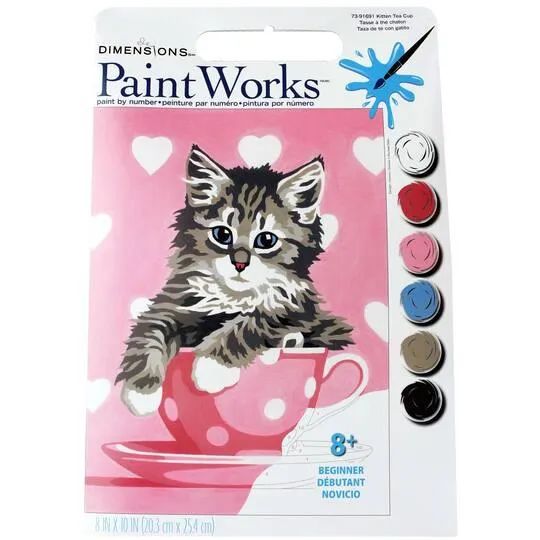 KITTEN TEA CUP, Paint by Number Kit, DIMENSIONS PAINTWORKS (73-91691)