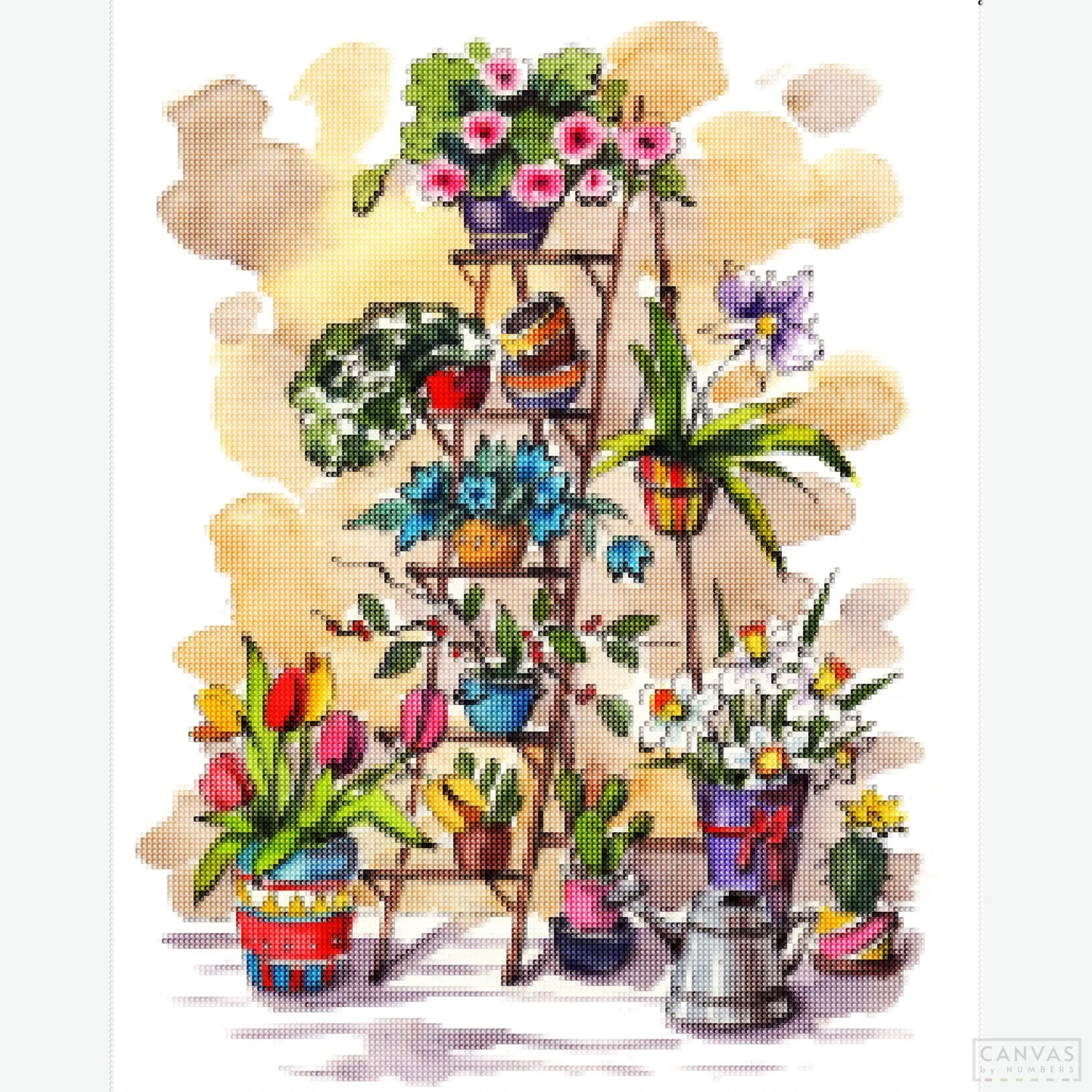 Ladder with Flowers - Diamond Painting