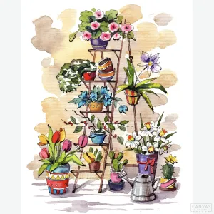 Ladder with Flowers - Diamond Painting