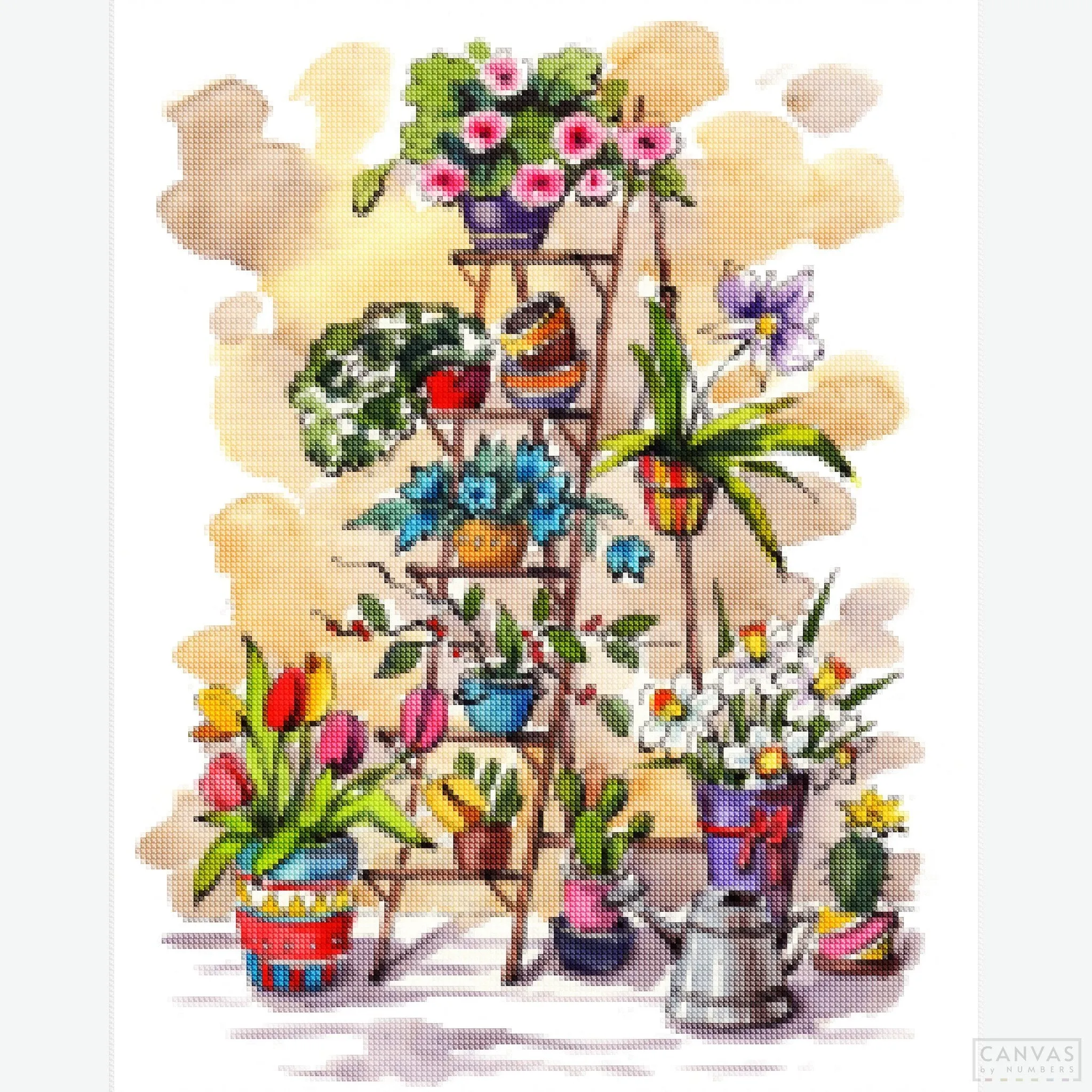 Ladder with Flowers - Diamond Painting