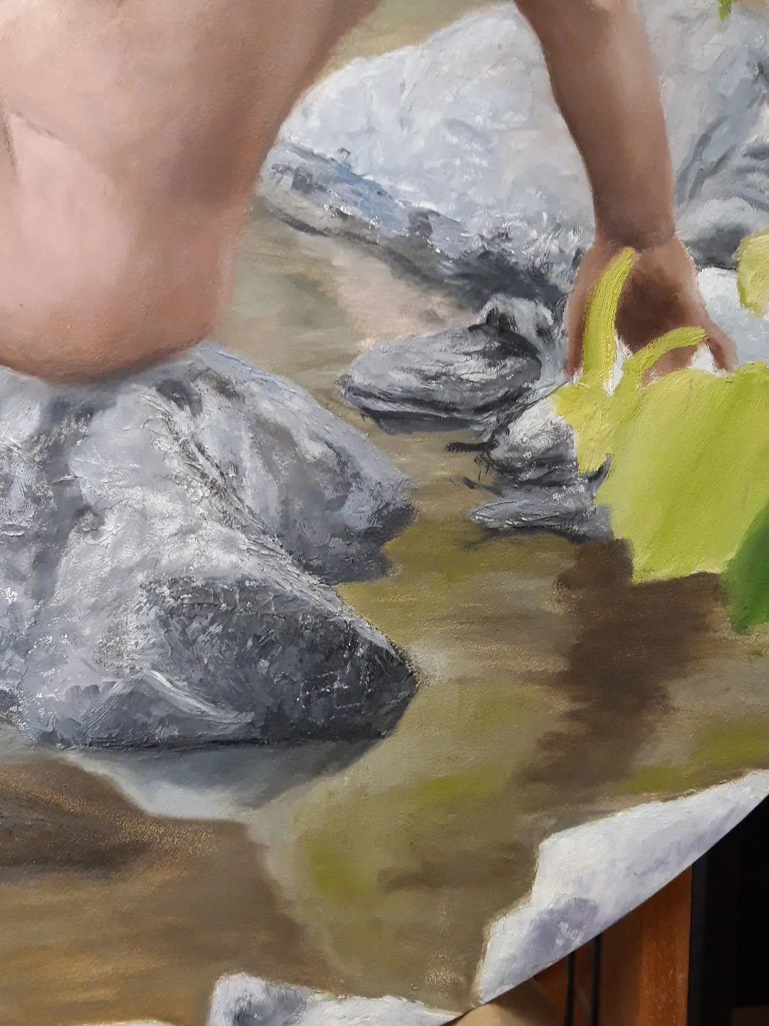 Lollipop Painting of Boy Child Innocence Looking Into River Natural In Nature