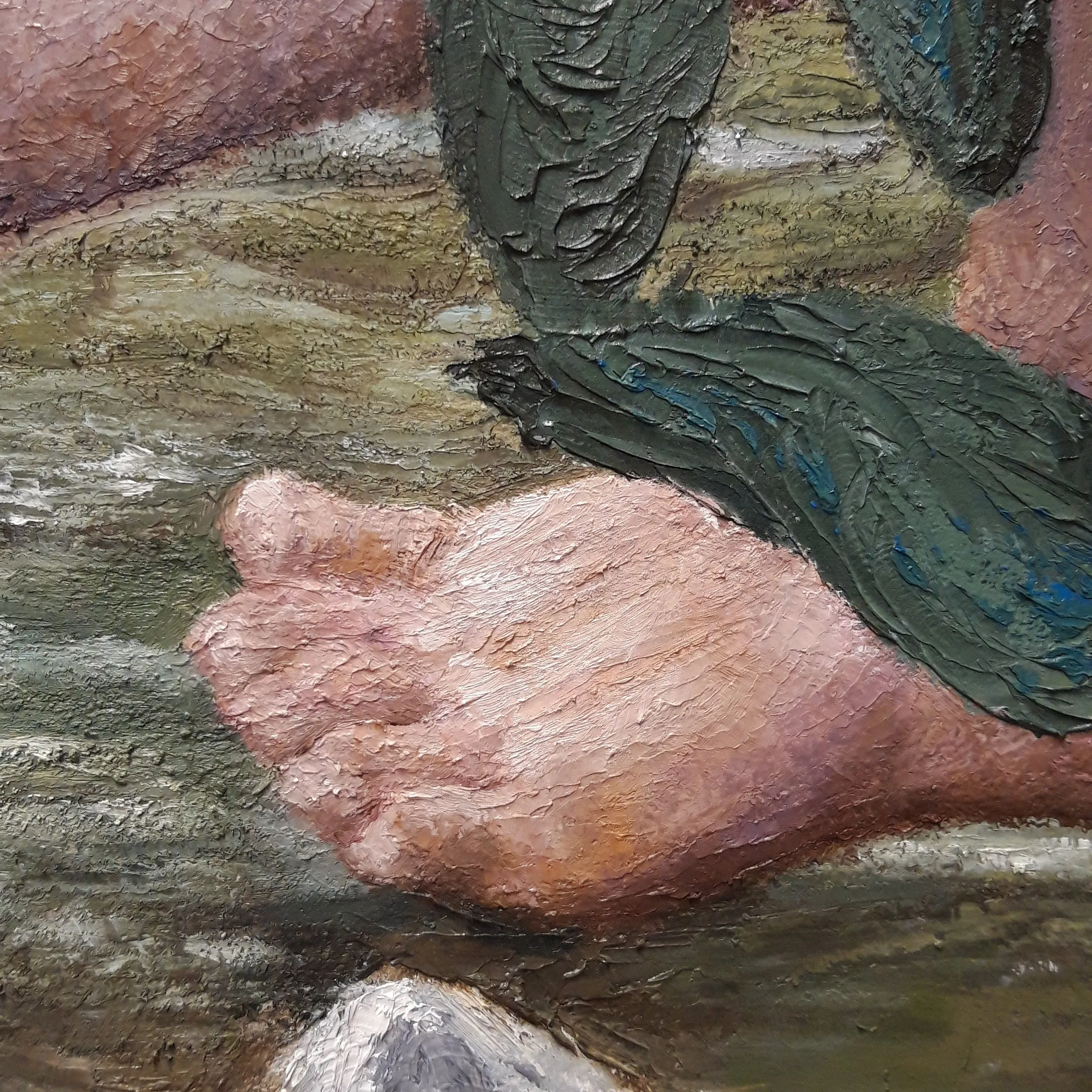 Lollipop Painting of Boy Child Innocence Looking Into River Natural In Nature