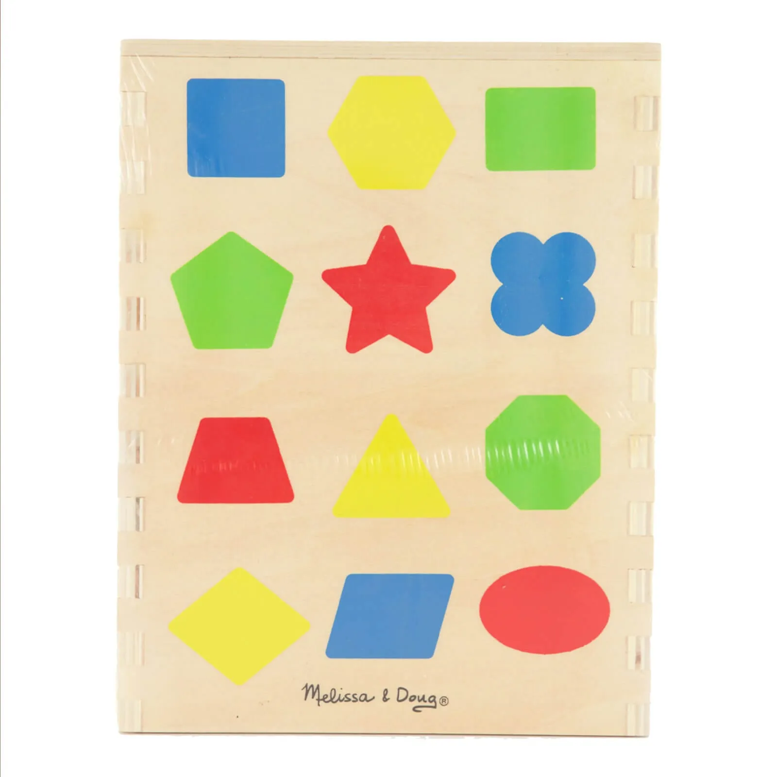 Melissa & Doug Wooden Shape Sorter 12 Colour Blocks 18m 