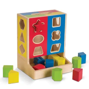 Melissa & Doug Wooden Shape Sorter 12 Colour Blocks 18m 