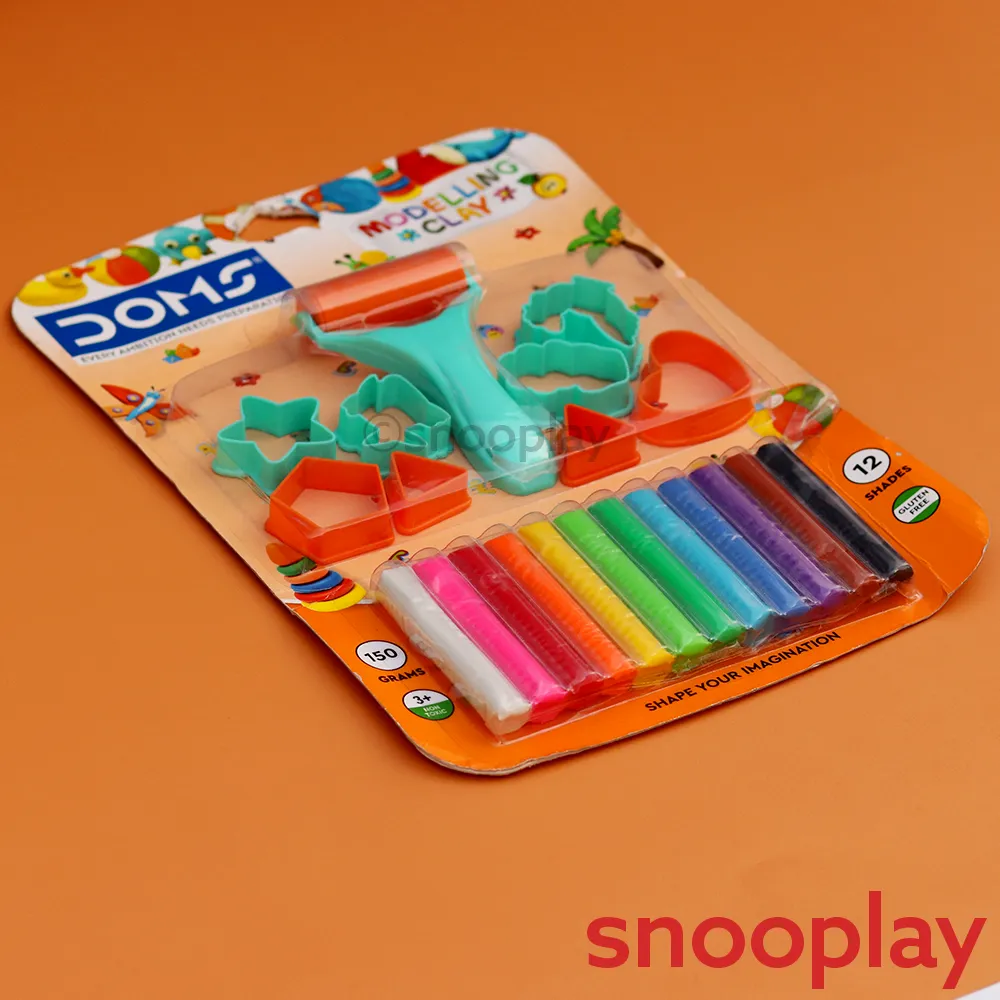 Modelling Clay Set of 5 (1 Set = 12 Colourful Clays, 1 Roller, 8 Stencils) | Return Gifts and Party Favours
