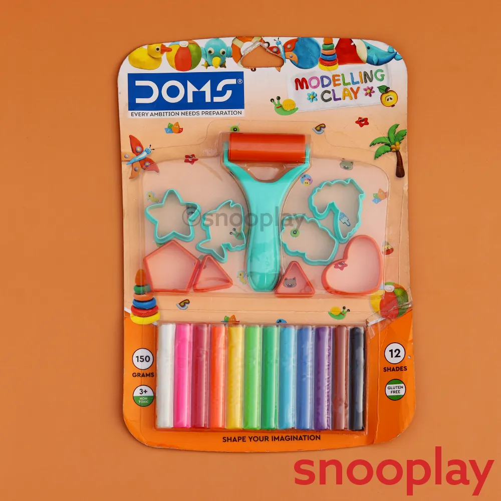 Modelling Clay Set of 5 (1 Set = 12 Colourful Clays, 1 Roller, 8 Stencils) | Return Gifts and Party Favours
