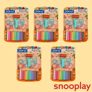 Modelling Clay Set of 5 (1 Set = 12 Colourful Clays, 1 Roller, 8 Stencils) | Return Gifts and Party Favours