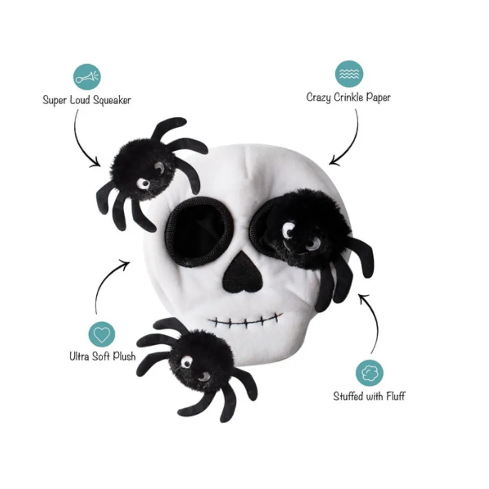 Mr Skulls with Spiders Plush Dog Toy