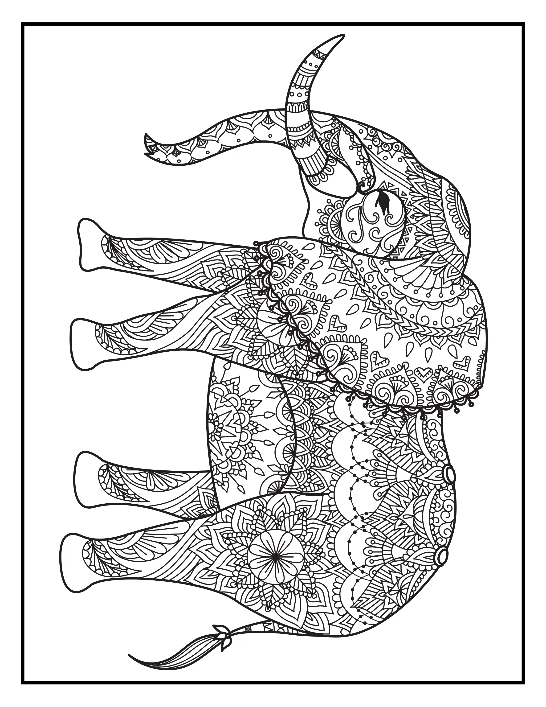Printable Zentangle Animal Designs Coloring Book: Intricate & Relaxing Pages