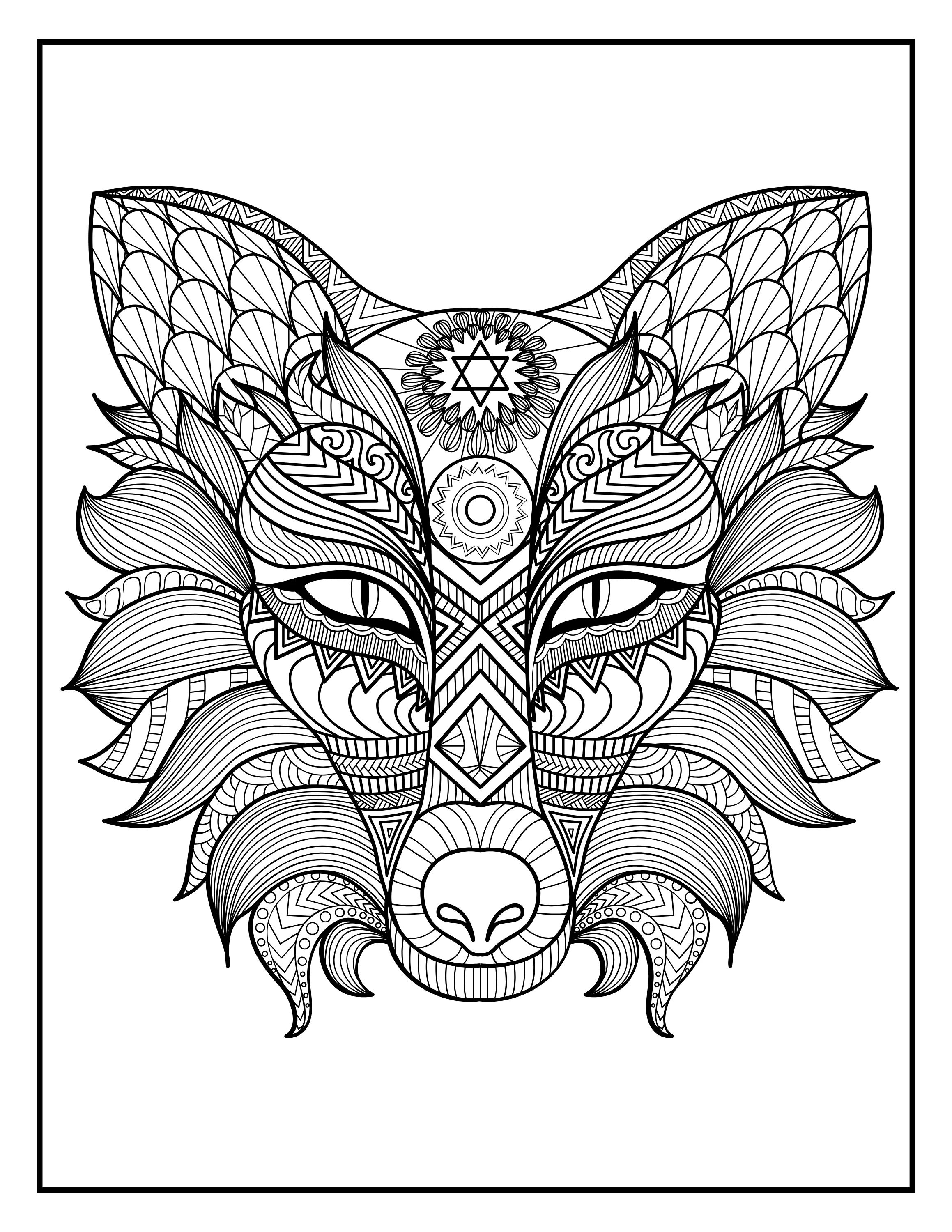 Printable Zentangle Animal Designs Coloring Book: Intricate & Relaxing Pages